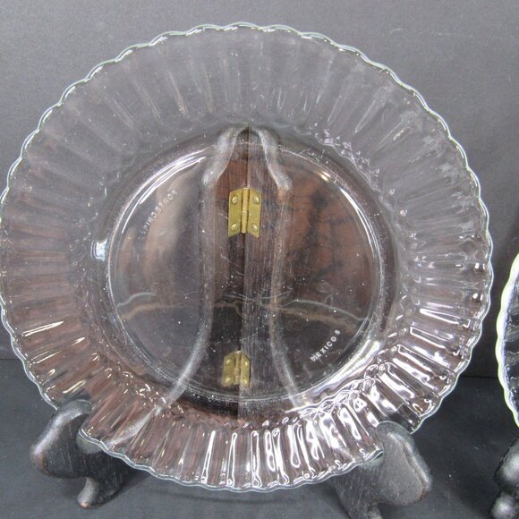 Fortecrisa Vintage Glass Ribbed Design 7 Inch Side Plate Dessert Plate Set of 4 - Picture 2 of 7